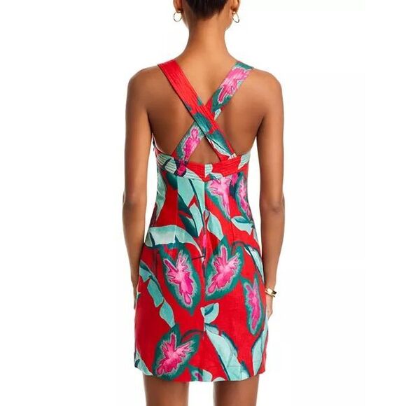 FARM Rio Summer Foliage Linen Mini Dress Size M - Picture 3 of 10
